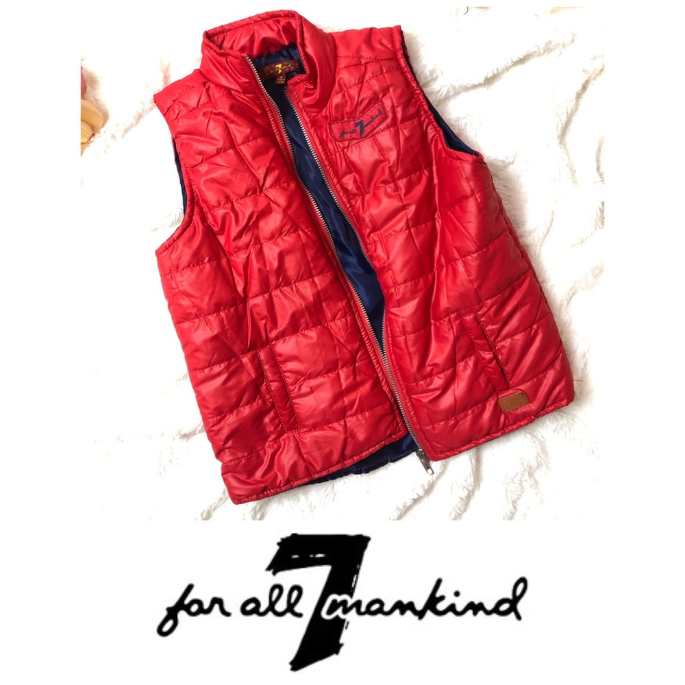 Seven boys puffer vest with blue int., like new!